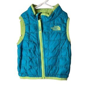 The North Face Teal and Lime Green Thermoball Baby Vest Size 3-6 Months